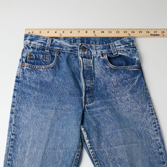 Vintage 90s Levi’s 701 Student Jeans W31 L34 Blue Denim USA Made Distressed wear - Picture 9 of 13